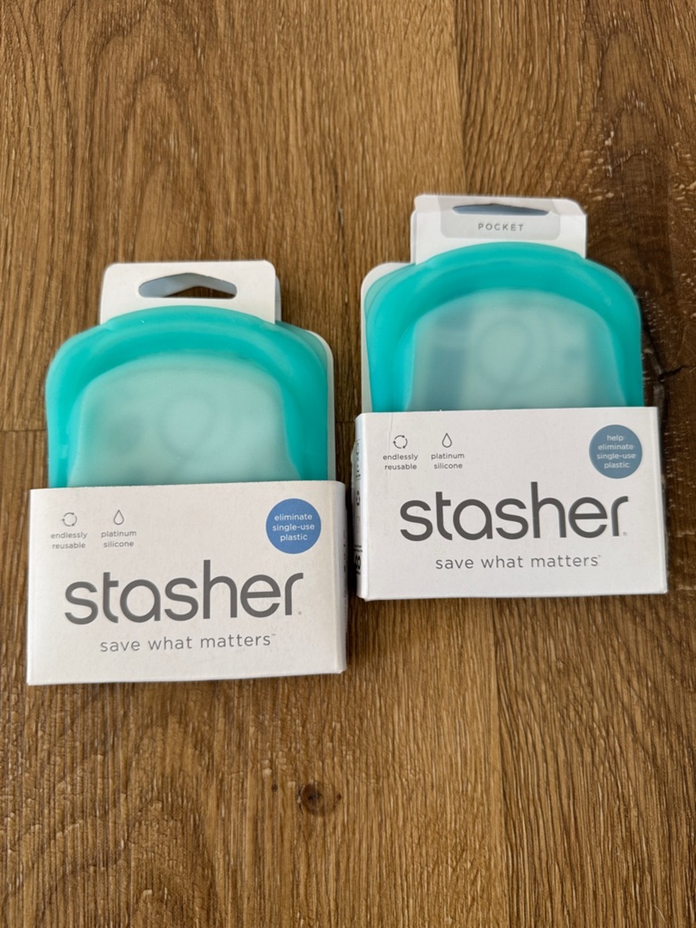 Stasher Reusable Silicone Pouch Pair - Aqua Teal